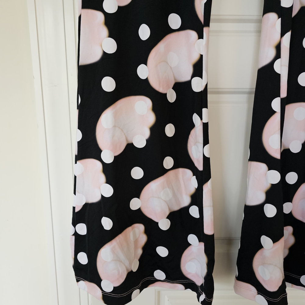Sandy Liang Black Wide-Leg Polka Dot & Pastel Shell Print Pants - Picture 4 of 7